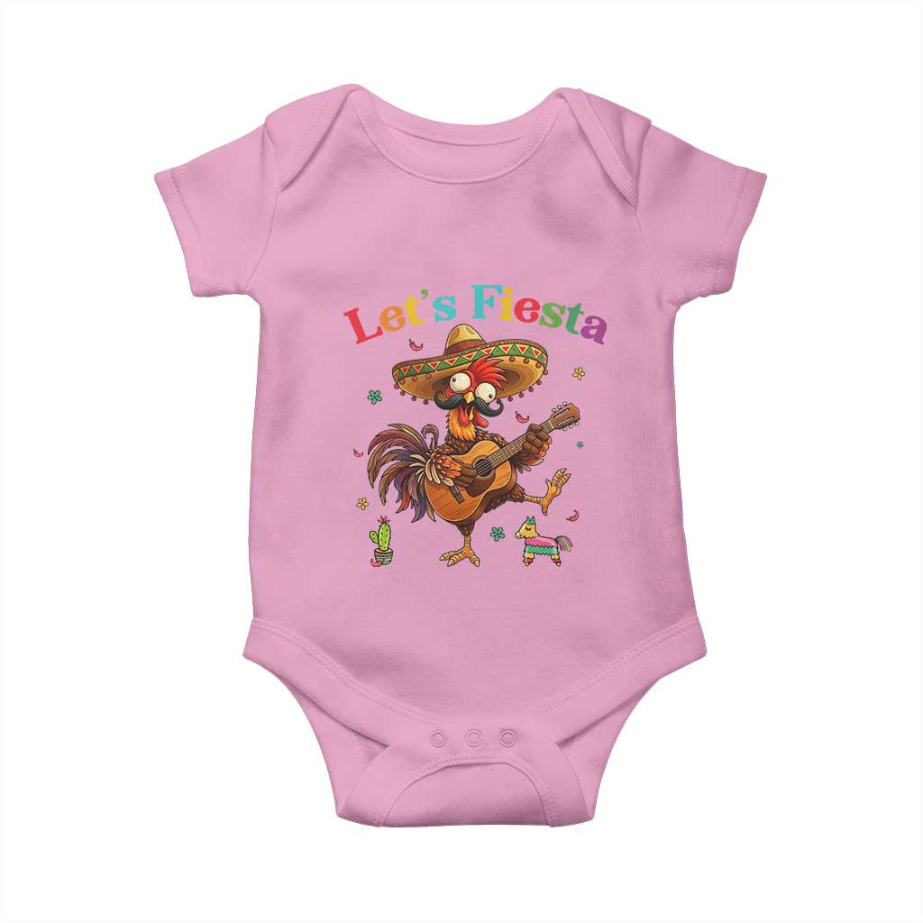Lets Fiesta Cinco de May Baby Onesie Funny Chicken Playing Guitar
