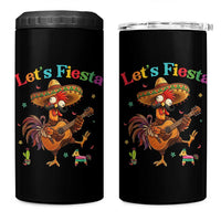 Lets Fiesta Cinco de May 4 in 1 Can Cooler Tumbler Funny Chicken Playing Guitar