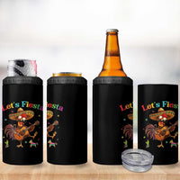 Lets Fiesta Cinco de May 4 in 1 Can Cooler Tumbler Funny Chicken Playing Guitar