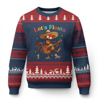 Lets Fiesta Cinco de May Ugly Christmas Sweater Funny Chicken Playing Guitar