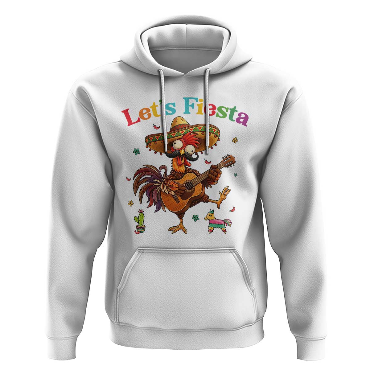 Lets Fiesta Cinco de May Hoodie Funny Chicken Playing Guitar