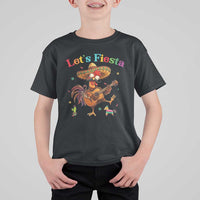 Lets Fiesta Cinco de May T Shirt For Kid Funny Chicken Playing Guitar