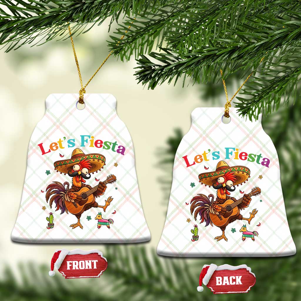 Lets Fiesta Cinco de May Ceramic Ornament Funny Chicken Playing Guitar