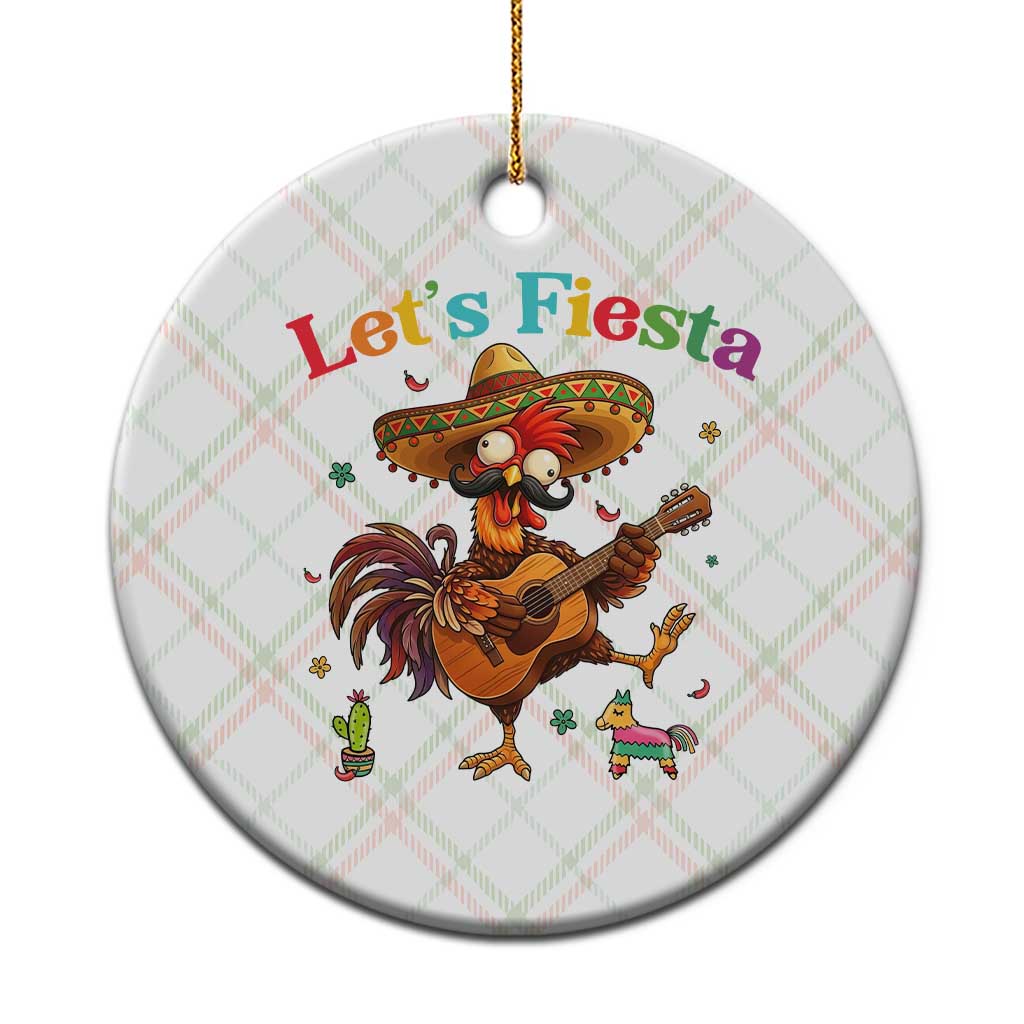 Lets Fiesta Cinco de May Ceramic Ornament Funny Chicken Playing Guitar