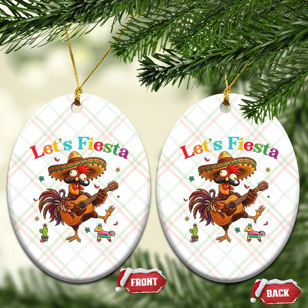 Lets Fiesta Cinco de May Ceramic Ornament Funny Chicken Playing Guitar