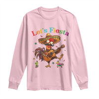 Lets Fiesta Cinco de May Long Sleeve Shirt Funny Chicken Playing Guitar