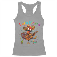 Lets Fiesta Cinco de May Racerback Tank Top Funny Chicken Playing Guitar