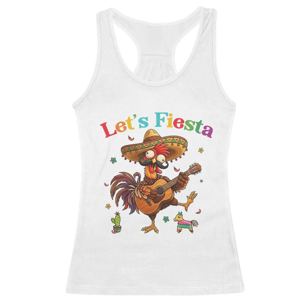 Lets Fiesta Cinco de May Racerback Tank Top Funny Chicken Playing Guitar