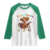 Lets Fiesta Cinco de May Raglan Shirt Funny Chicken Playing Guitar