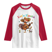 Lets Fiesta Cinco de May Raglan Shirt Funny Chicken Playing Guitar