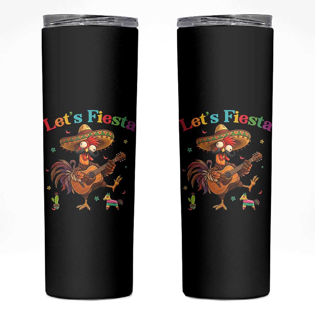 Lets Fiesta Cinco de May Skinny Tumbler Funny Chicken Playing Guitar