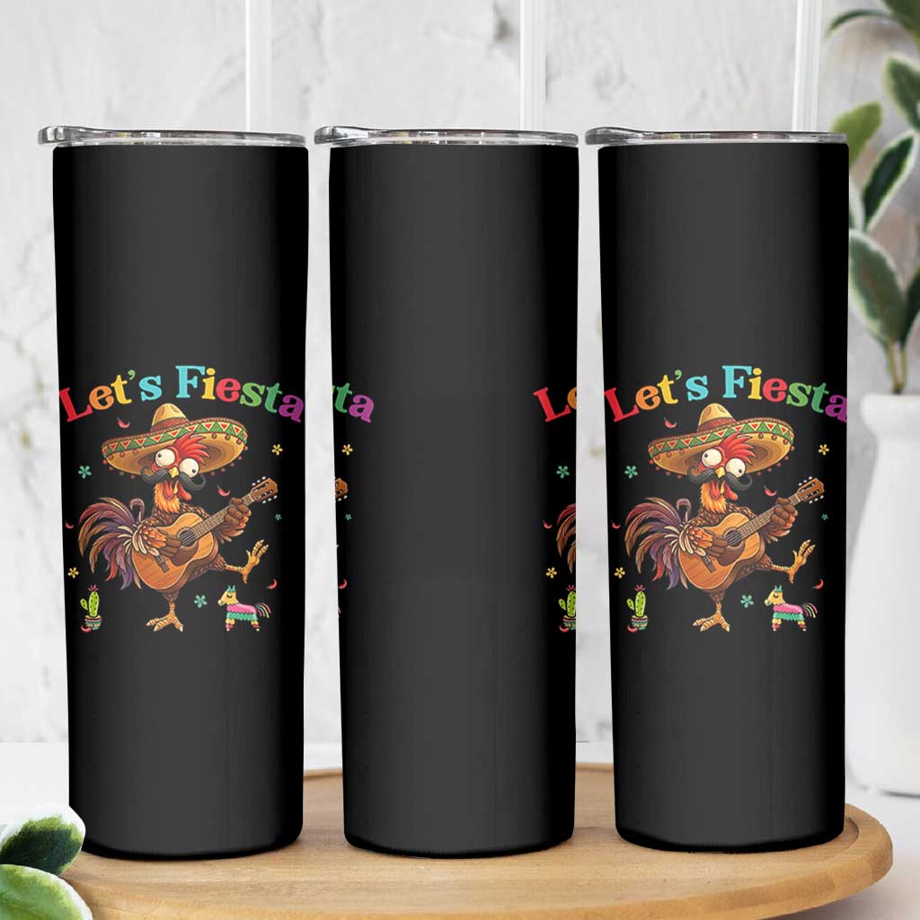 Lets Fiesta Cinco de May Skinny Tumbler Funny Chicken Playing Guitar