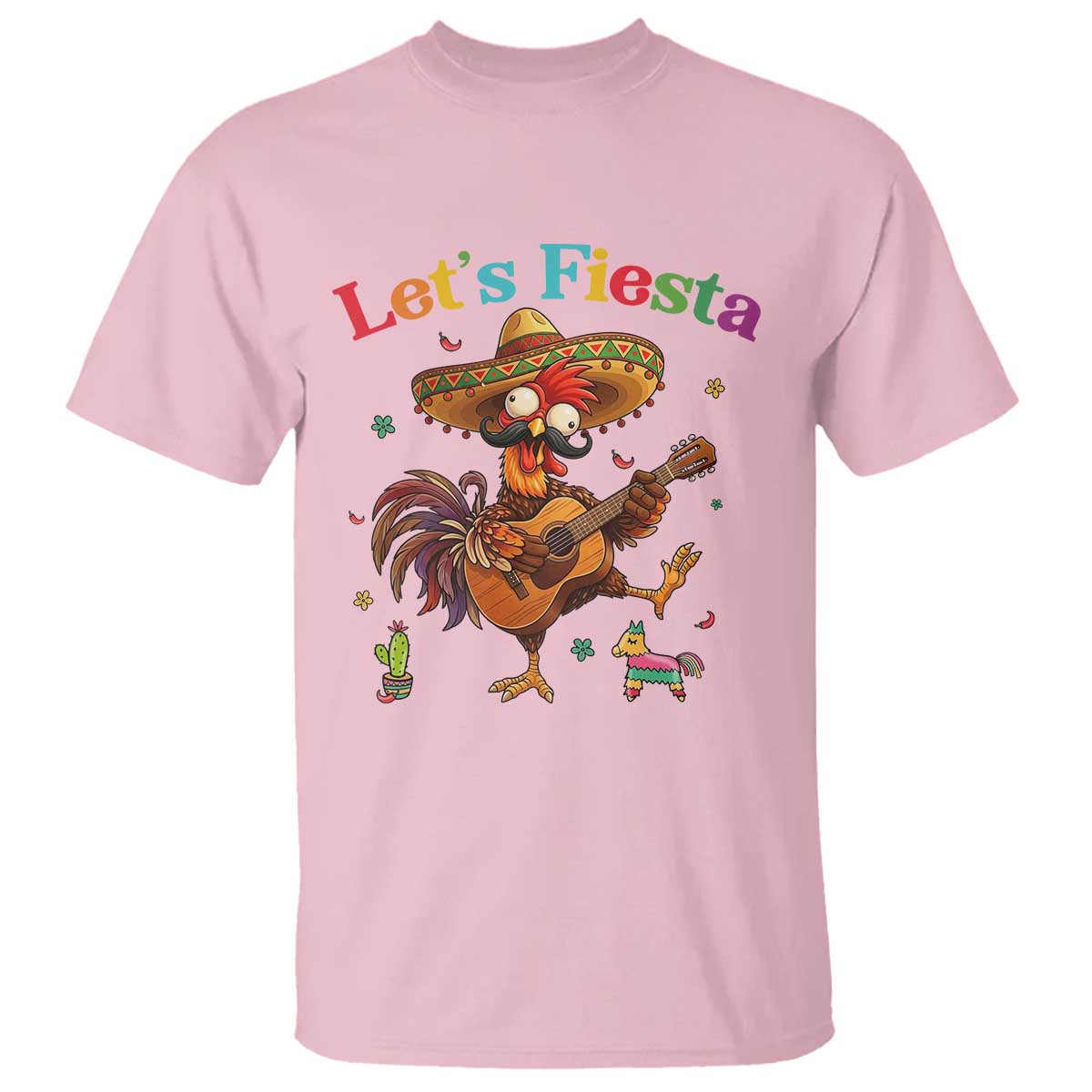 Lets Fiesta Cinco de May T Shirt Funny Chicken Playing Guitar