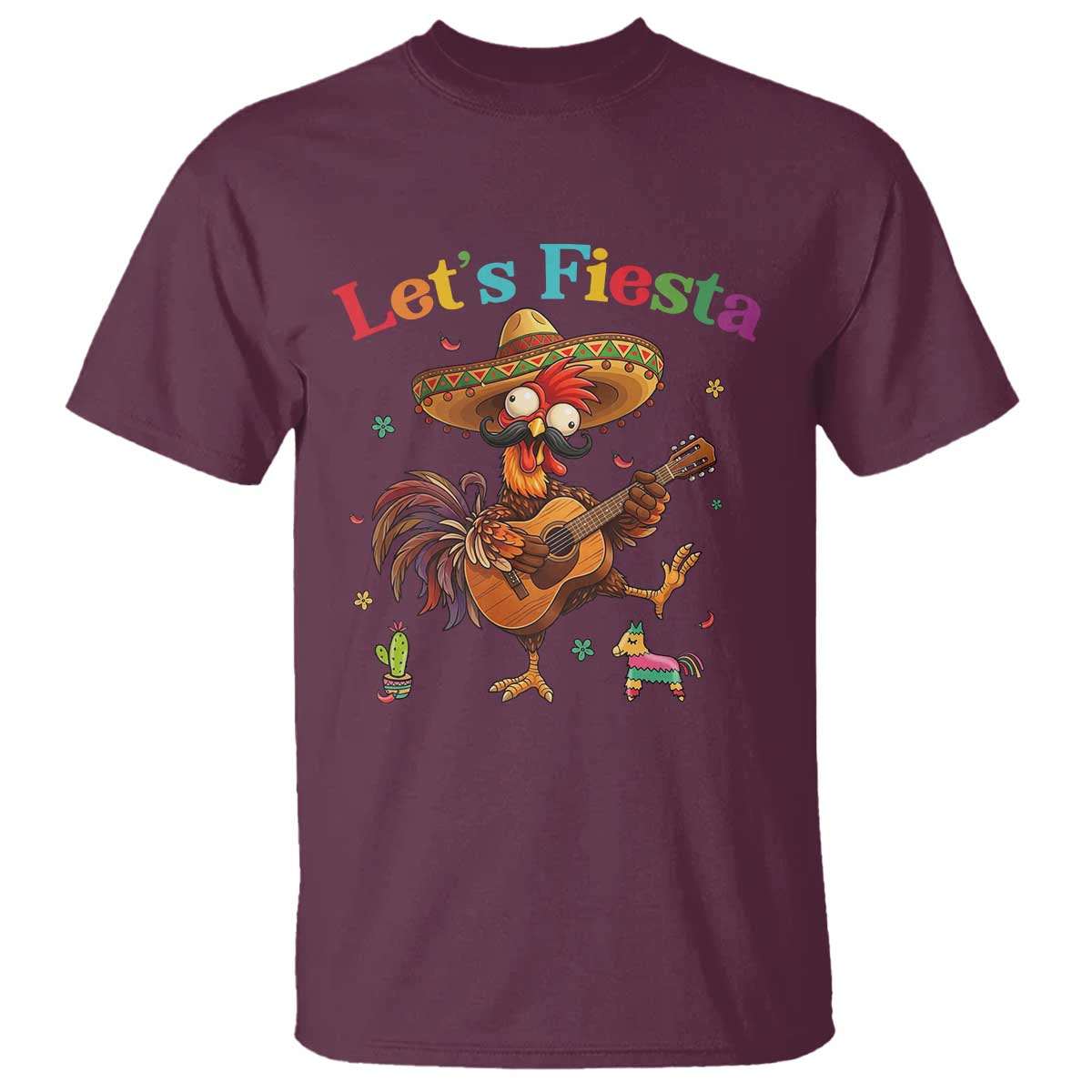 Lets Fiesta Cinco de May T Shirt Funny Chicken Playing Guitar