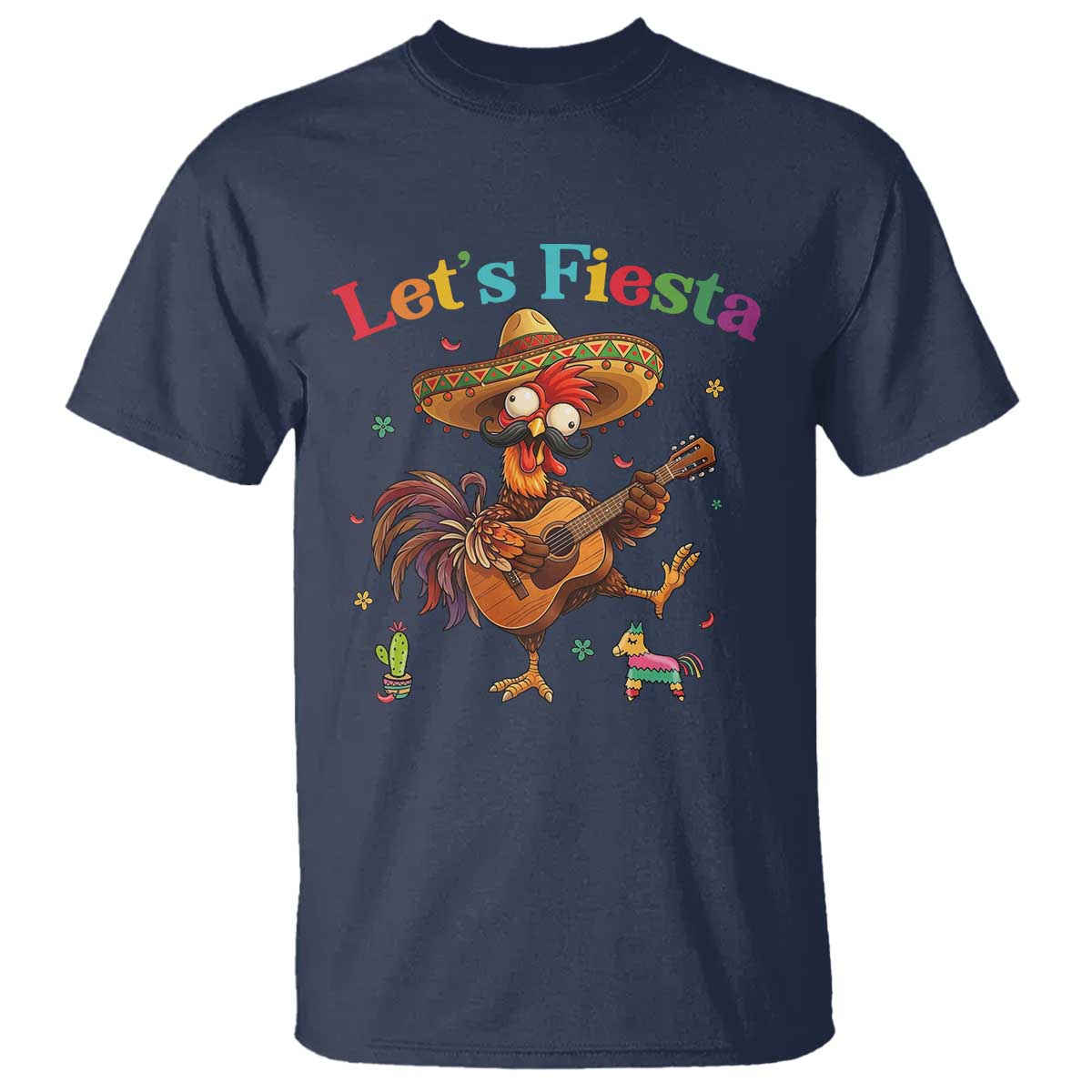 Lets Fiesta Cinco de May T Shirt Funny Chicken Playing Guitar