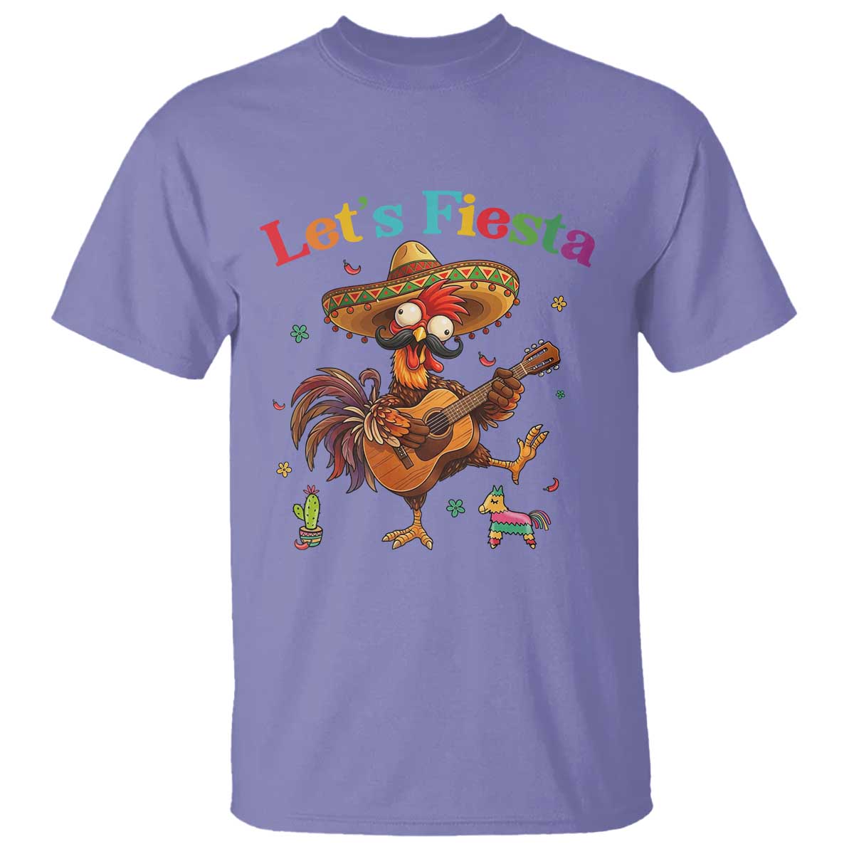 Lets Fiesta Cinco de May T Shirt Funny Chicken Playing Guitar