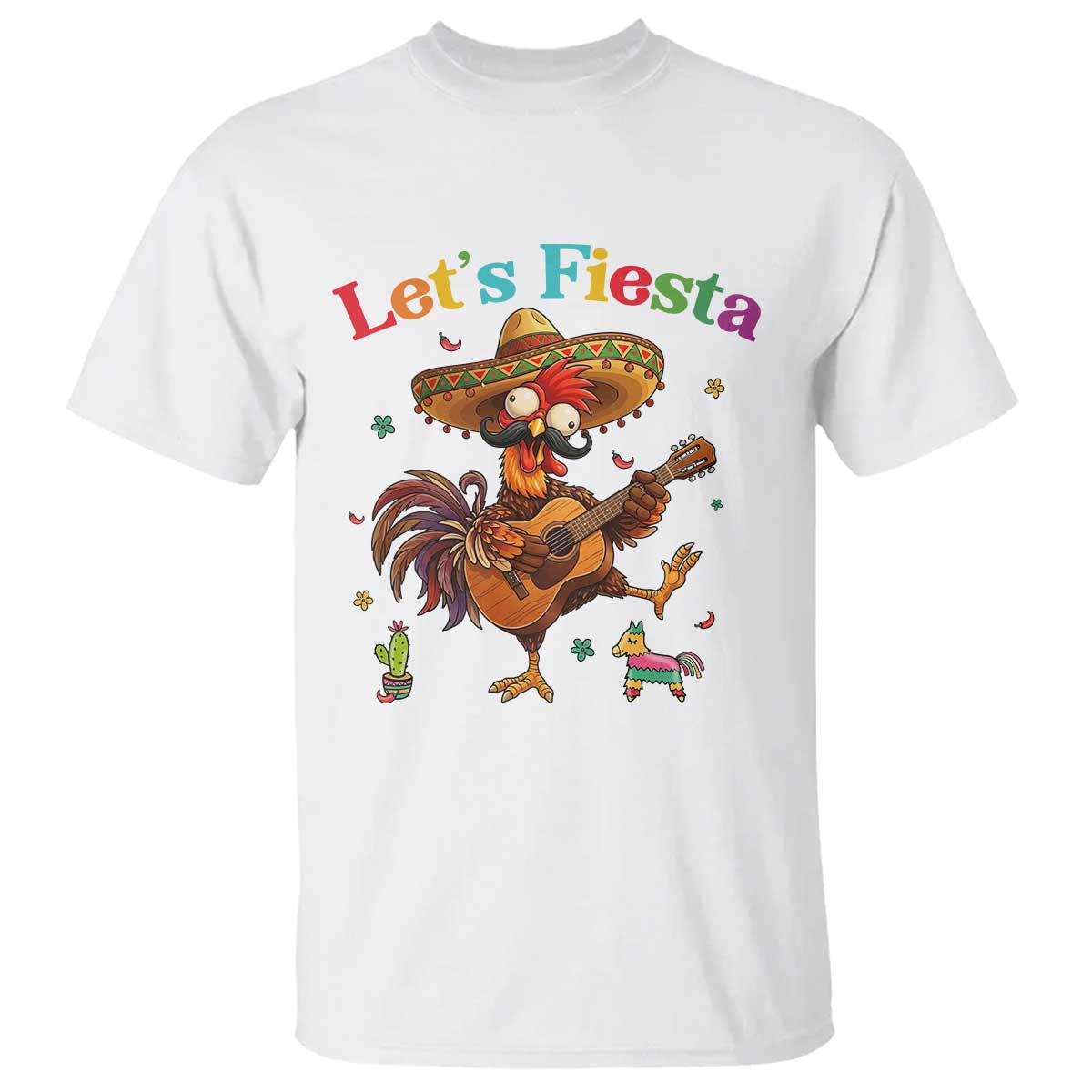 Lets Fiesta Cinco de May T Shirt Funny Chicken Playing Guitar