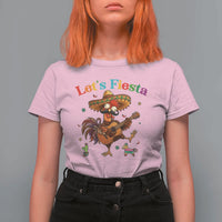 Lets Fiesta Cinco de May T Shirt For Women Funny Chicken Playing Guitar