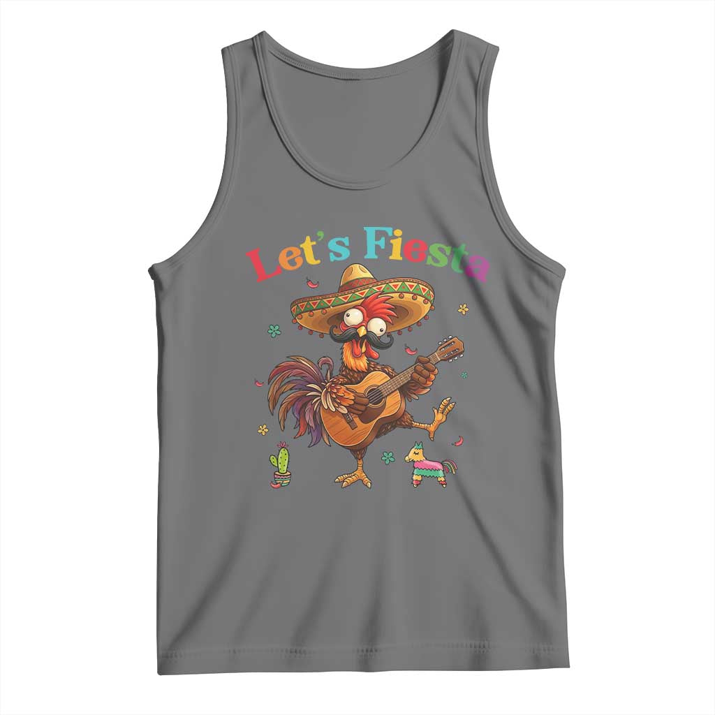 Lets Fiesta Cinco de May Tank Top Funny Chicken Playing Guitar