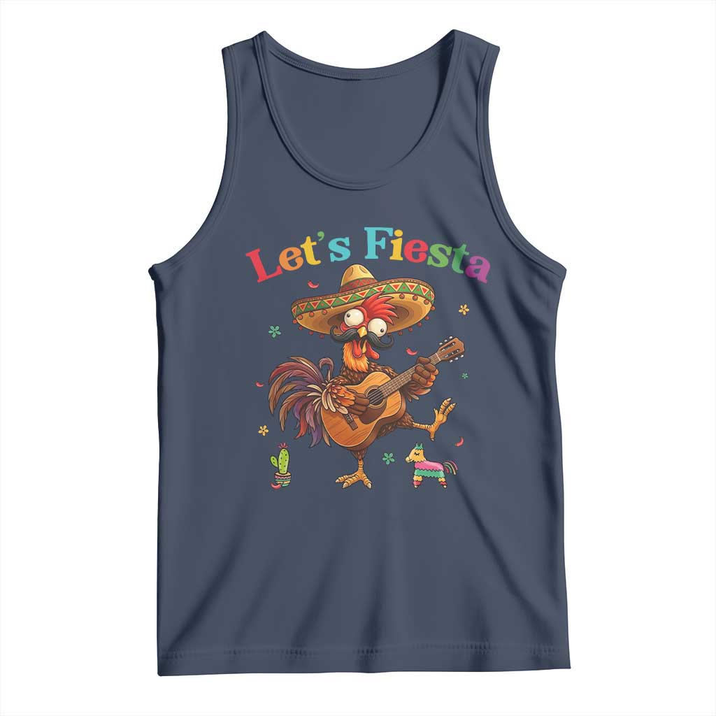 Lets Fiesta Cinco de May Tank Top Funny Chicken Playing Guitar