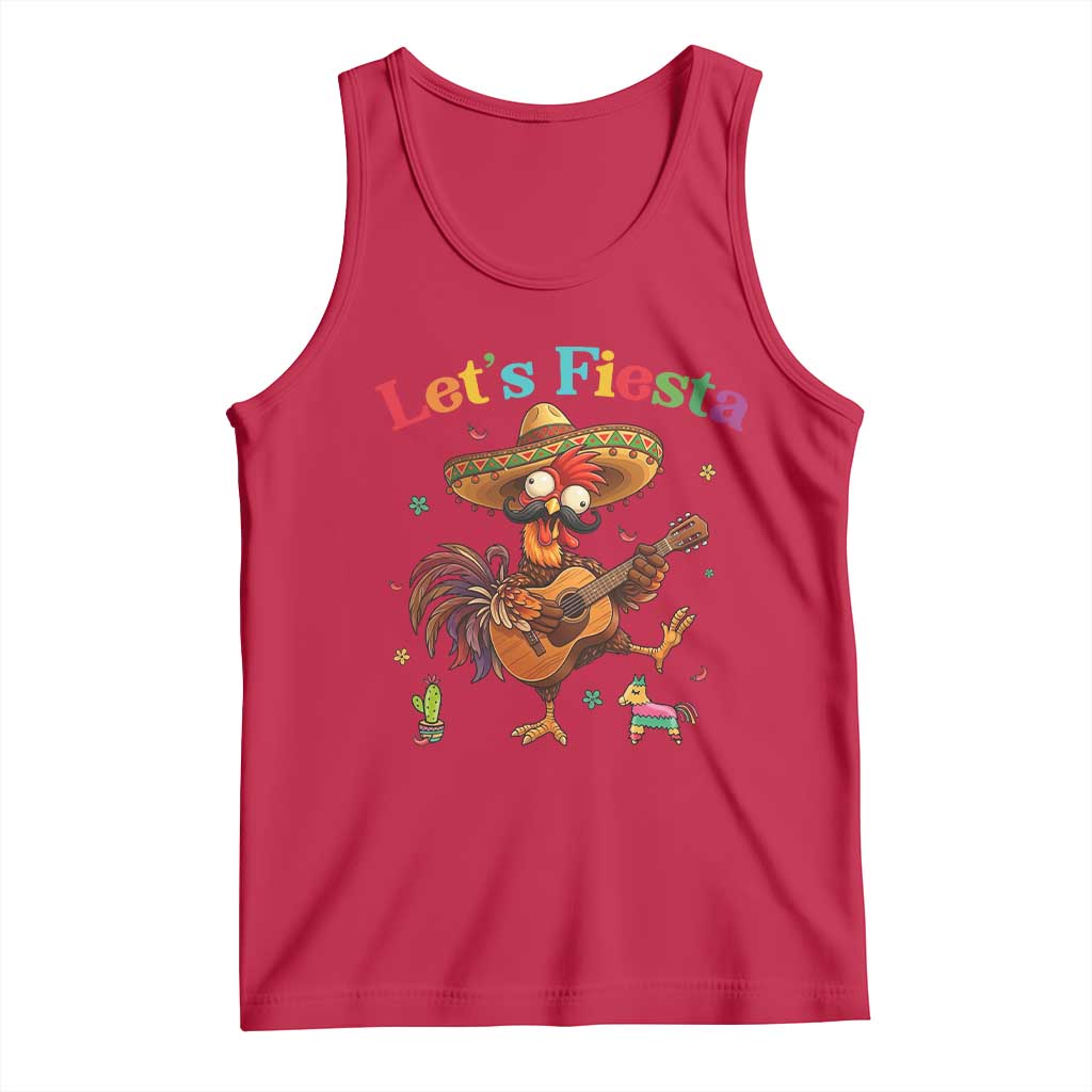 Lets Fiesta Cinco de May Tank Top Funny Chicken Playing Guitar