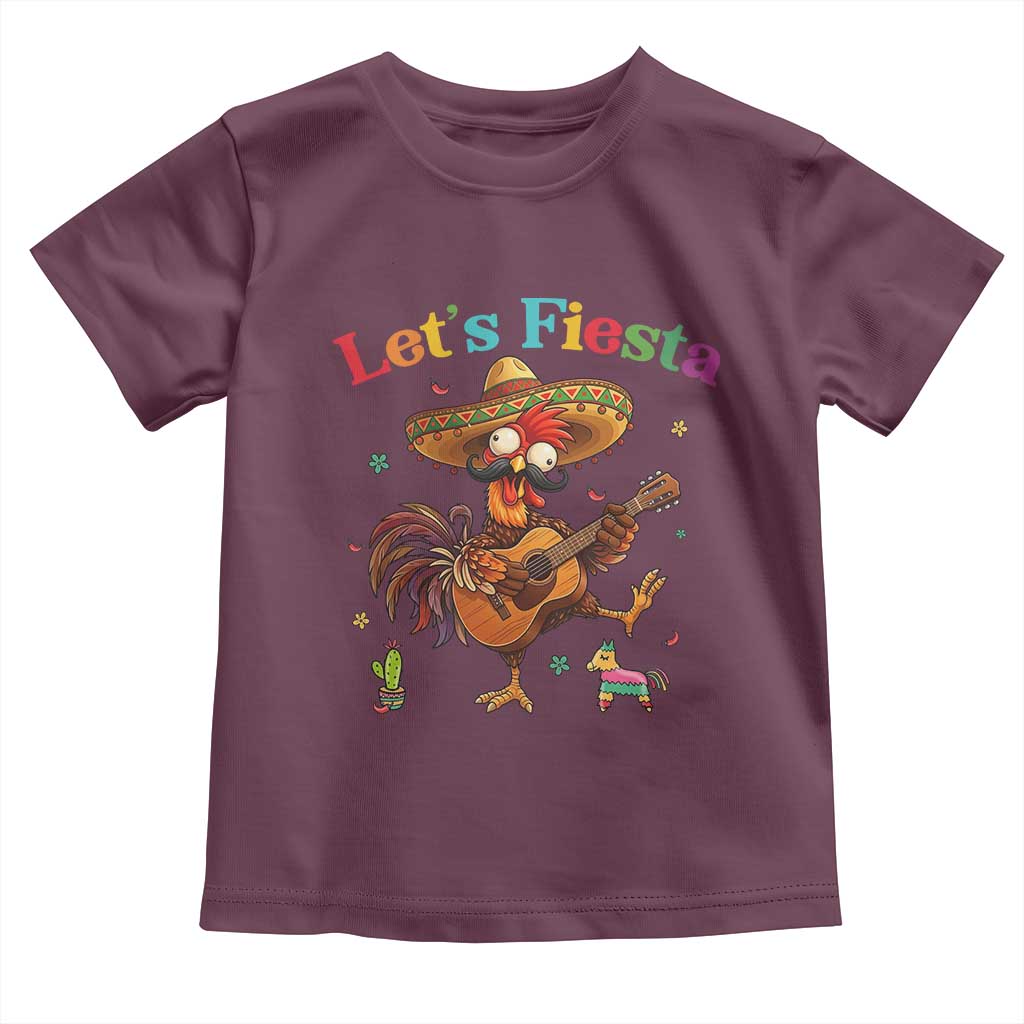 Lets Fiesta Cinco de May Toddler T Shirt Funny Chicken Playing Guitar