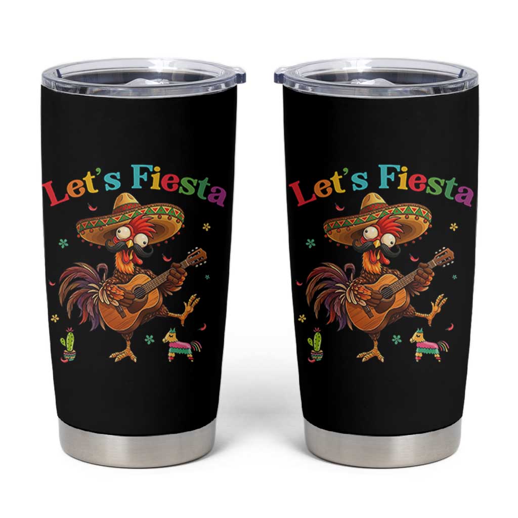 Lets Fiesta Cinco de May Tumbler Cup Funny Chicken Playing Guitar