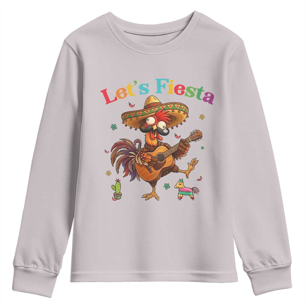 Lets Fiesta Cinco de May Youth Sweatshirt Funny Chicken Playing Guitar