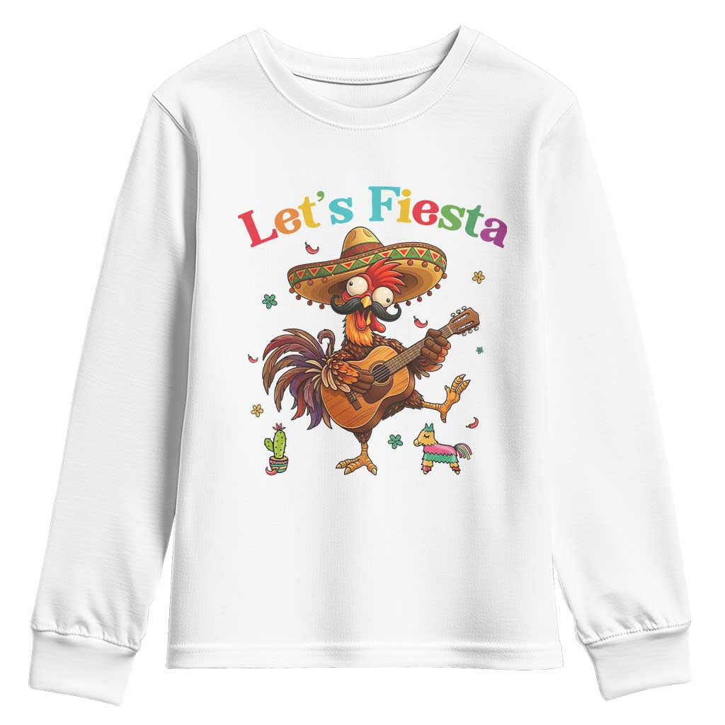 Lets Fiesta Cinco de May Youth Sweatshirt Funny Chicken Playing Guitar