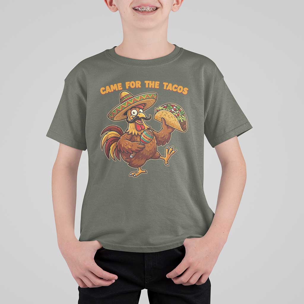 Funny Cinco De Mayo Chicken T Shirt For Kid Came For The Tacos