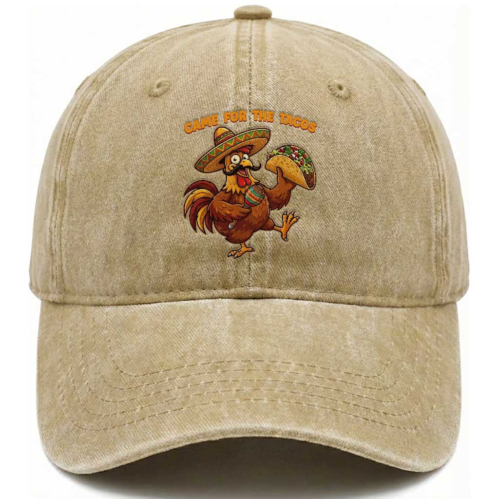 Funny Cinco De Mayo Chicken Washed Cotton Baseball Cap Came For The Tacos