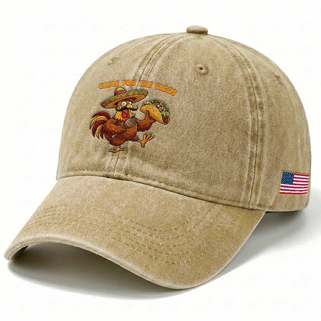 Funny Cinco De Mayo Chicken Washed Cotton Baseball Cap Came For The Tacos