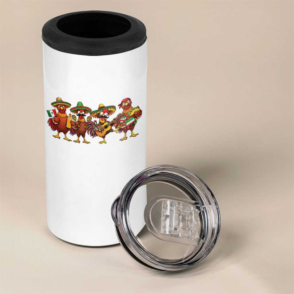 Funny Cinco De Mayo Chicken Squad 4 in 1 Can Cooler Tumbler Mexican Party Celebration Gift