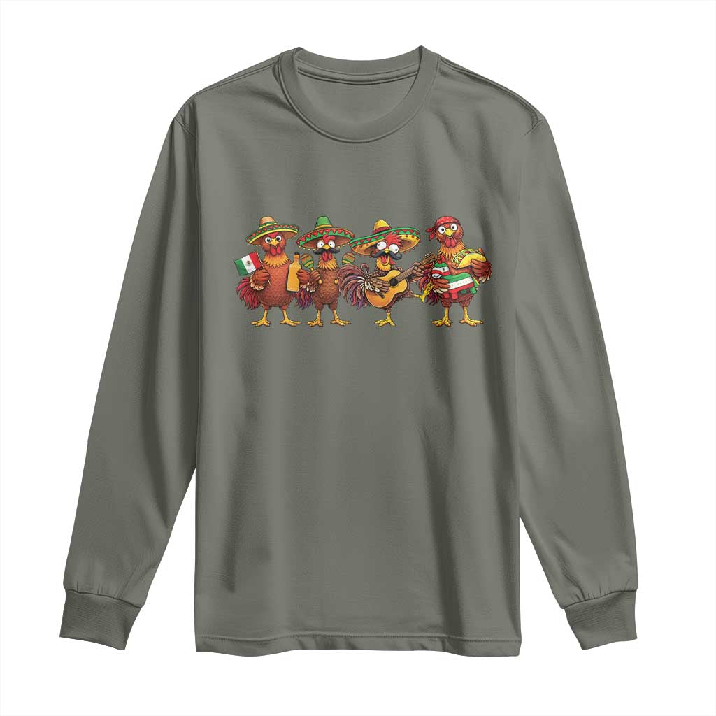 Funny Cinco De Mayo Chicken Squad Long Sleeve Shirt Mexican Party Celebration Gift