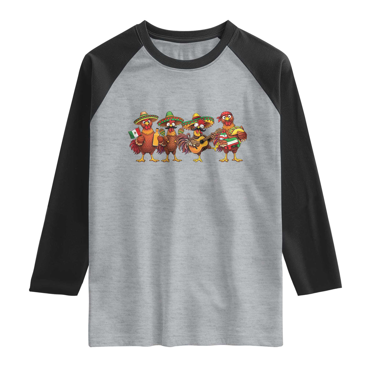 Funny Cinco De Mayo Chicken Squad Raglan Shirt Mexican Party Celebration Gift