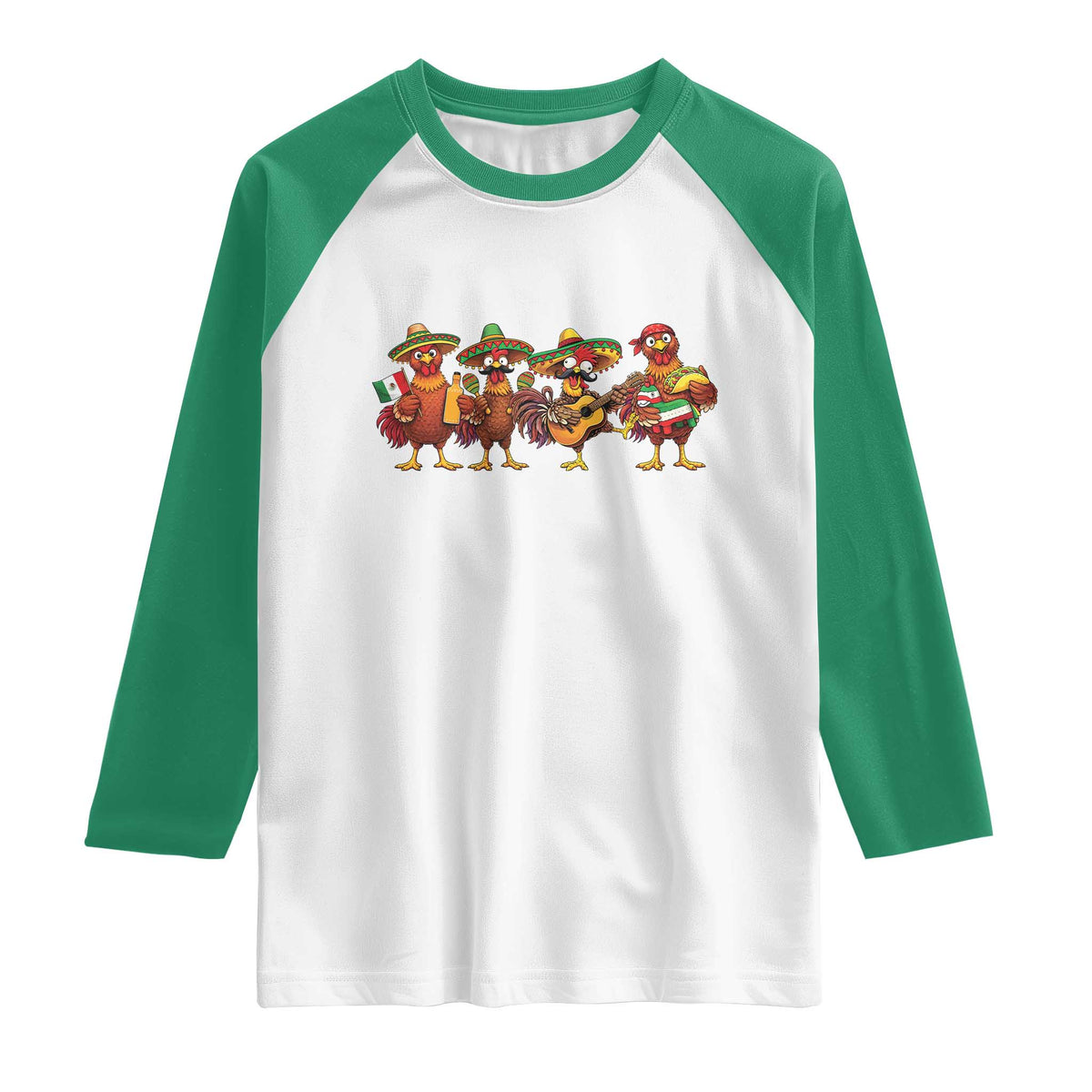 Funny Cinco De Mayo Chicken Squad Raglan Shirt Mexican Party Celebration Gift