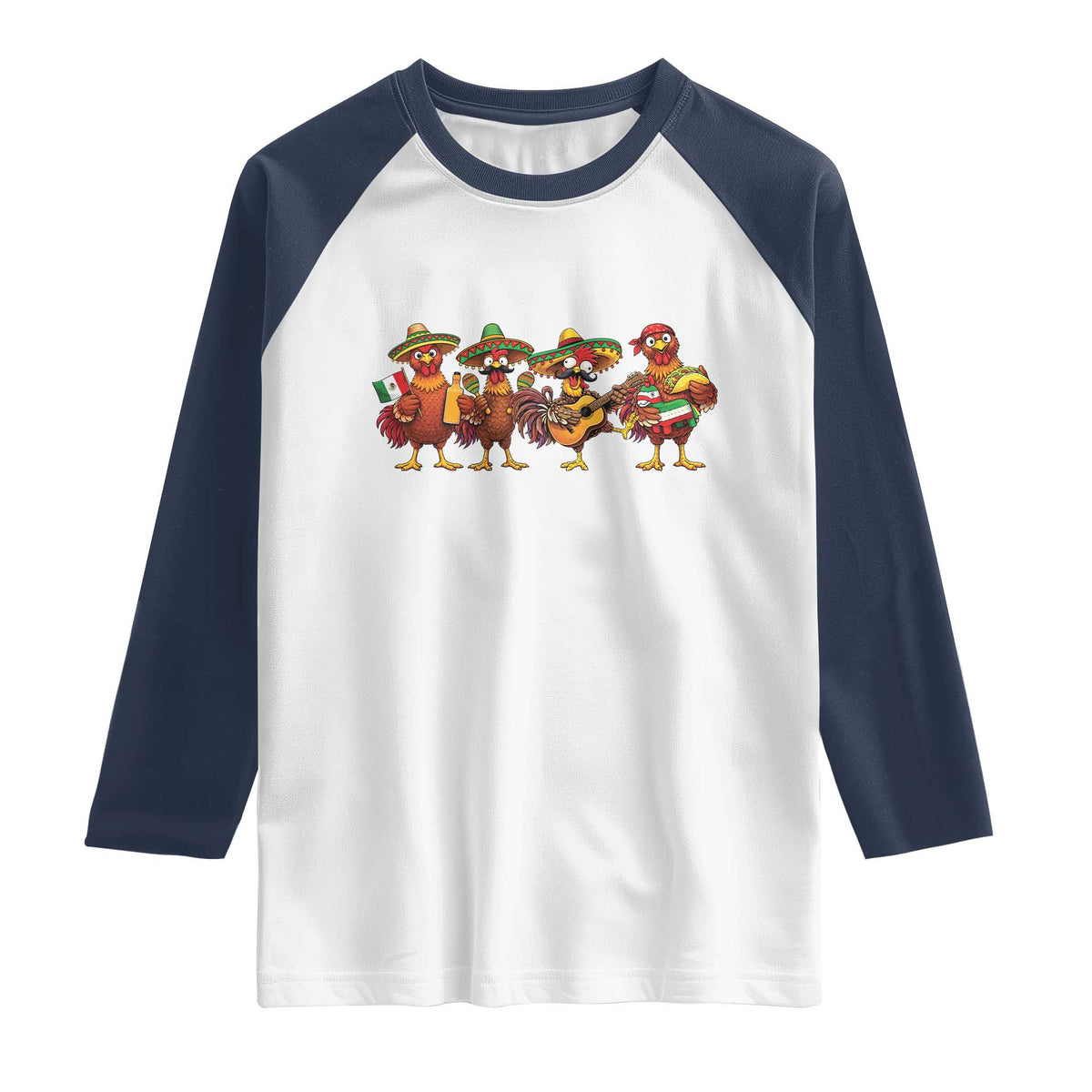 Funny Cinco De Mayo Chicken Squad Raglan Shirt Mexican Party Celebration Gift