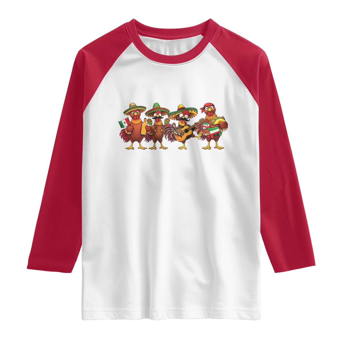 Funny Cinco De Mayo Chicken Squad Raglan Shirt Mexican Party Celebration Gift