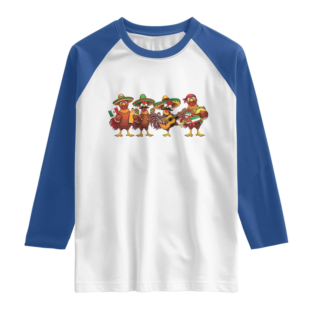Funny Cinco De Mayo Chicken Squad Raglan Shirt Mexican Party Celebration Gift