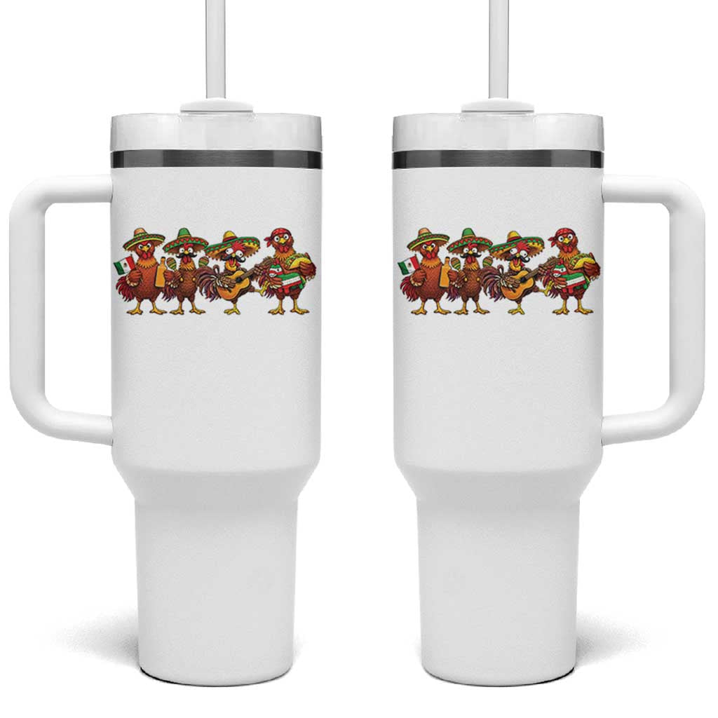 Funny Cinco De Mayo Chicken Squad Tumbler With Handle Mexican Party Celebration Gift
