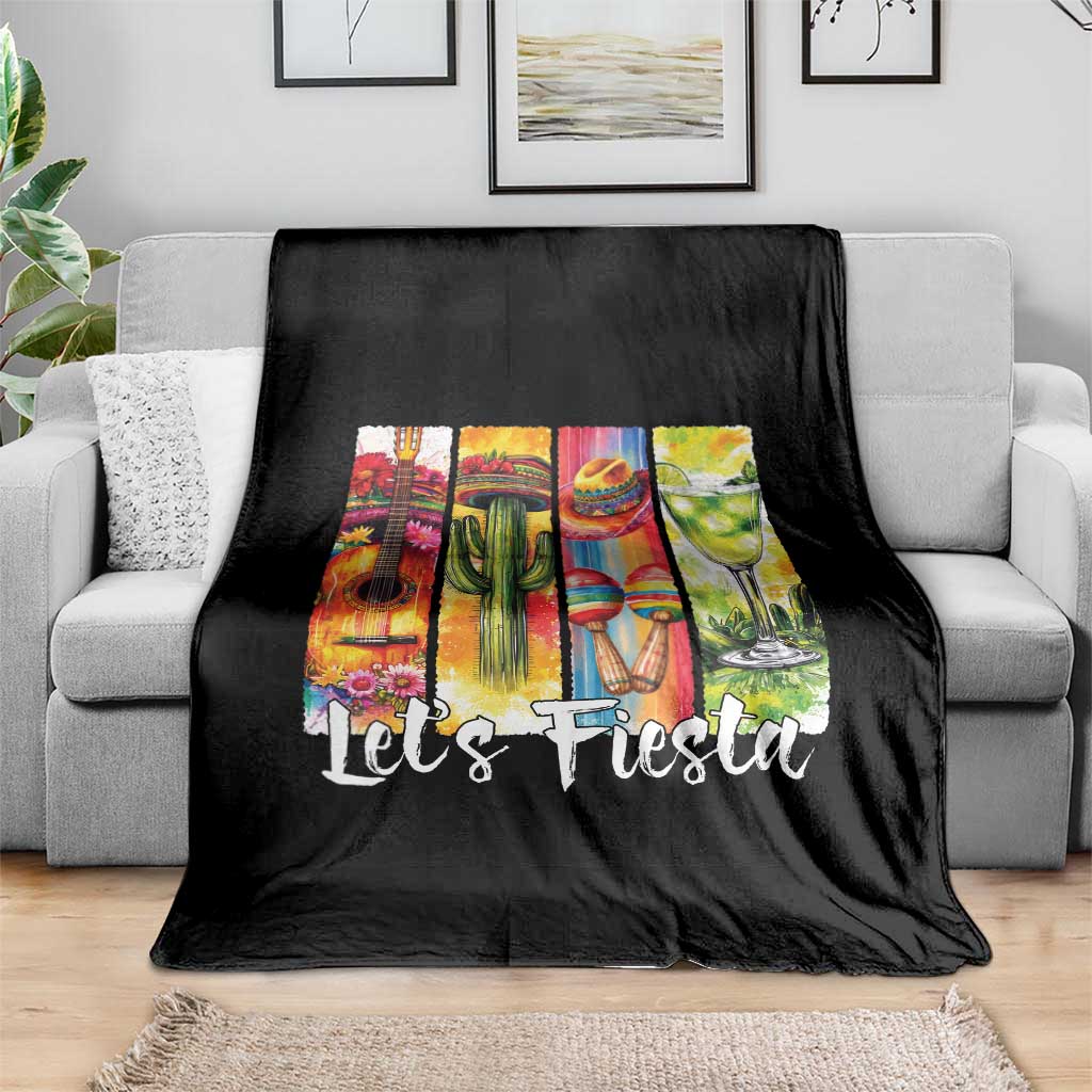 Lets Fiesta Throw Blanket Funny Cinco De Mayo Party Celebration