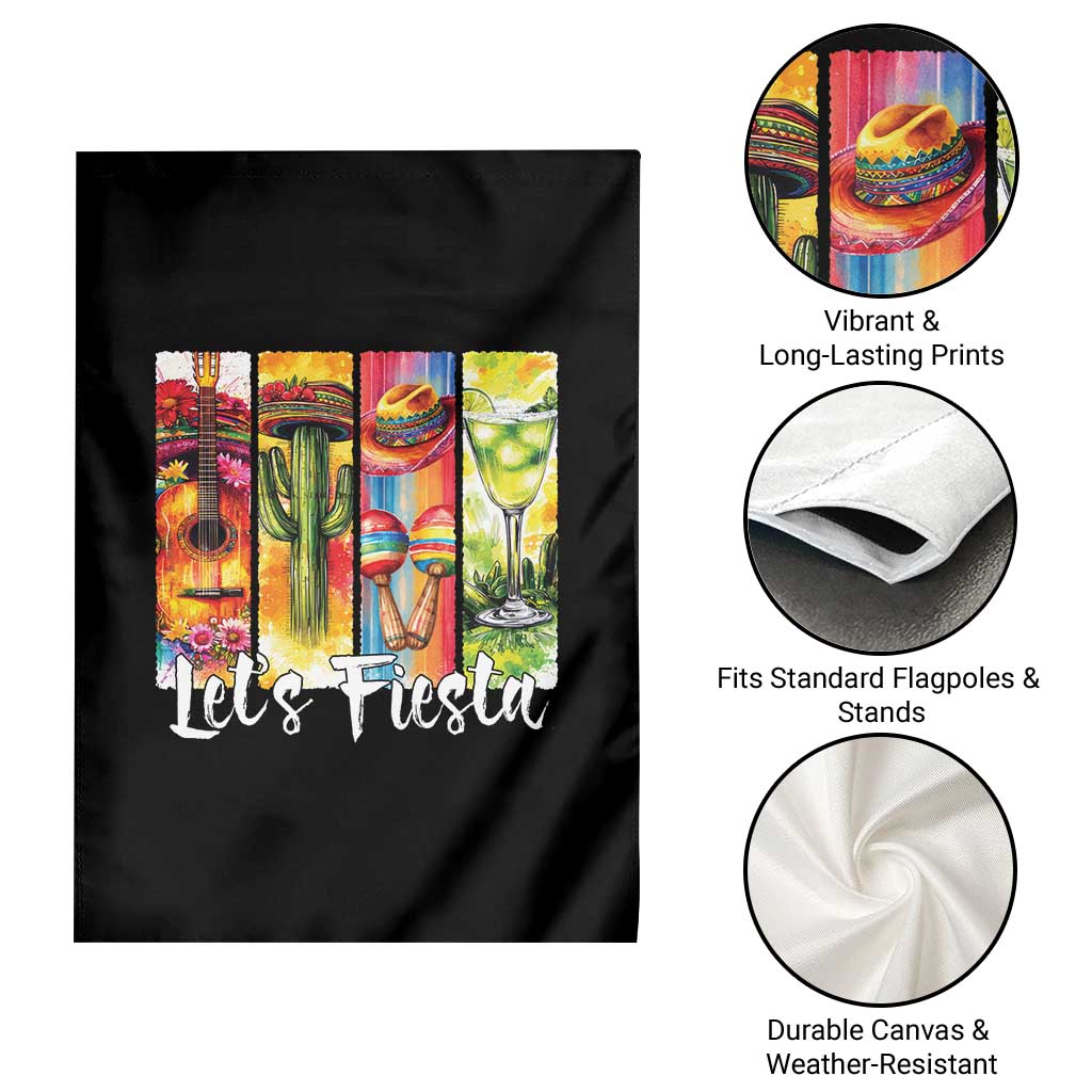 Lets Fiesta Garden Flag Funny Cinco De Mayo Party Celebration