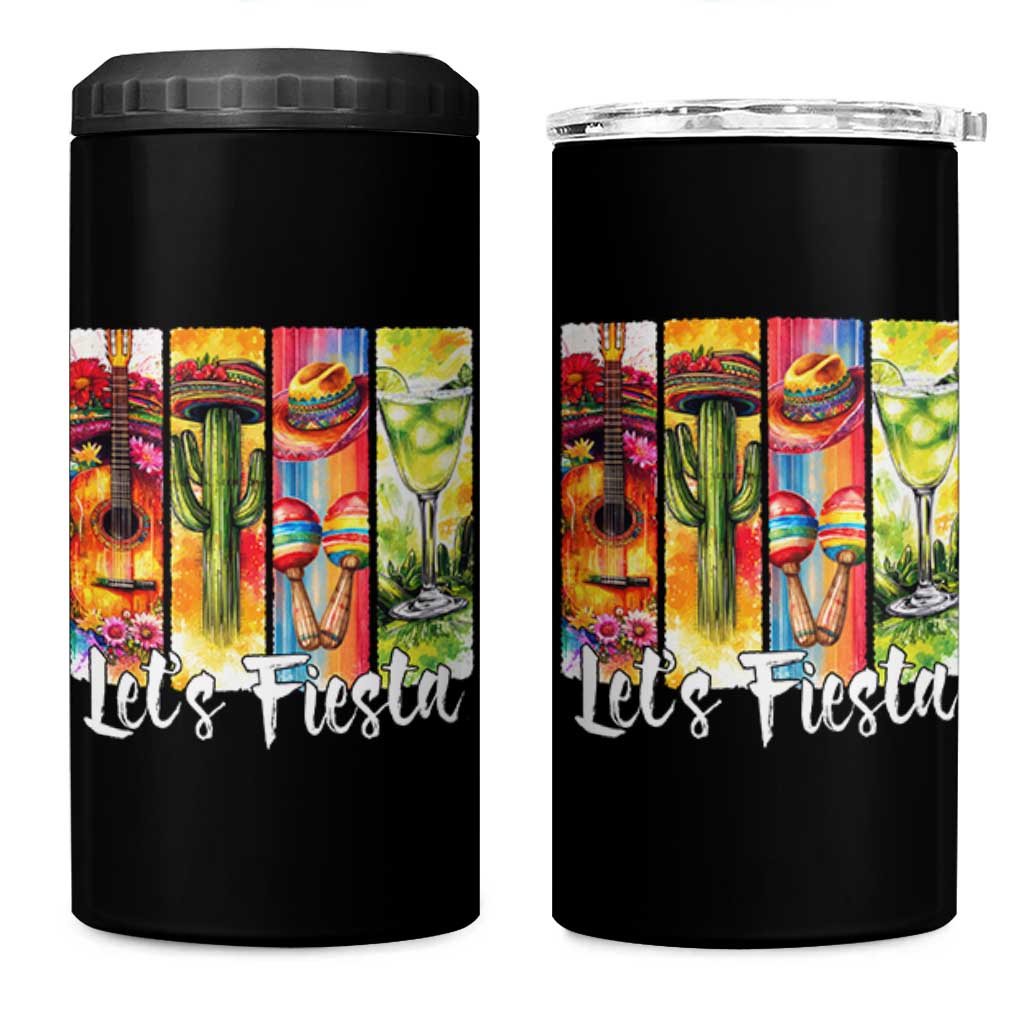 Lets Fiesta 4 in 1 Can Cooler Tumbler Funny Cinco De Mayo Party Celebration