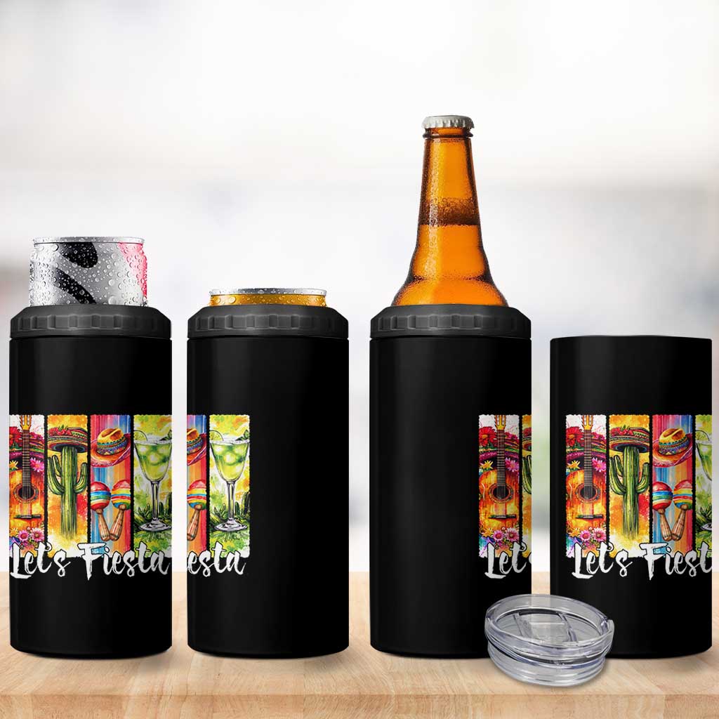 Lets Fiesta 4 in 1 Can Cooler Tumbler Funny Cinco De Mayo Party Celebration