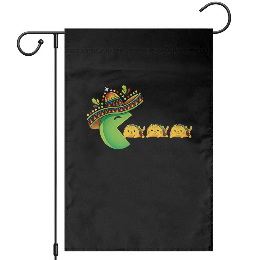 Cinco De Mayo Retro Game Garden Flag Funny Sombrero Character Chasing Taco Cat