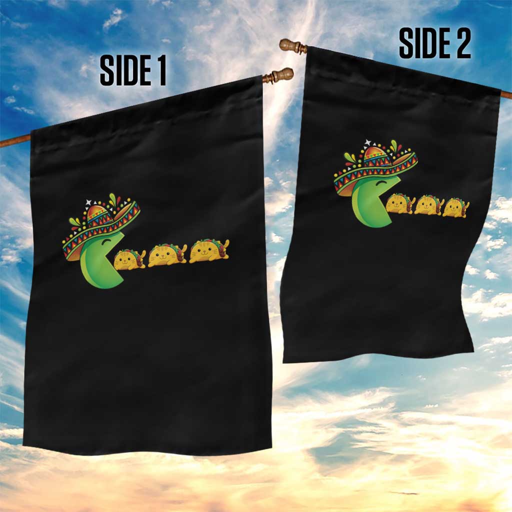 Cinco De Mayo Retro Game Garden Flag Funny Sombrero Character Chasing Taco Cat