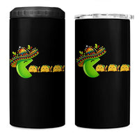 Cinco De Mayo Retro Game 4 in 1 Can Cooler Tumbler Funny Sombrero Character Chasing Taco Cat