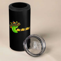 Cinco De Mayo Retro Game 4 in 1 Can Cooler Tumbler Funny Sombrero Character Chasing Taco Cat