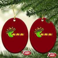 Cinco De Mayo Retro Game Ceramic Ornament Funny Sombrero Character Chasing Taco Cat