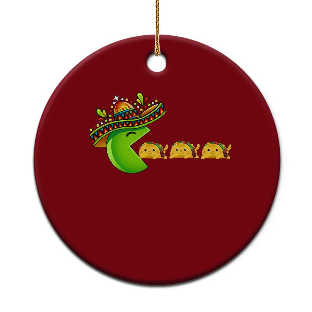 Cinco De Mayo Retro Game Ceramic Ornament Funny Sombrero Character Chasing Taco Cat